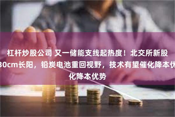 杠杆炒股公司 又一储能支线起热度！北交所新股获30cm长阳，铅炭电池重回视野，技术有望催化降本优势